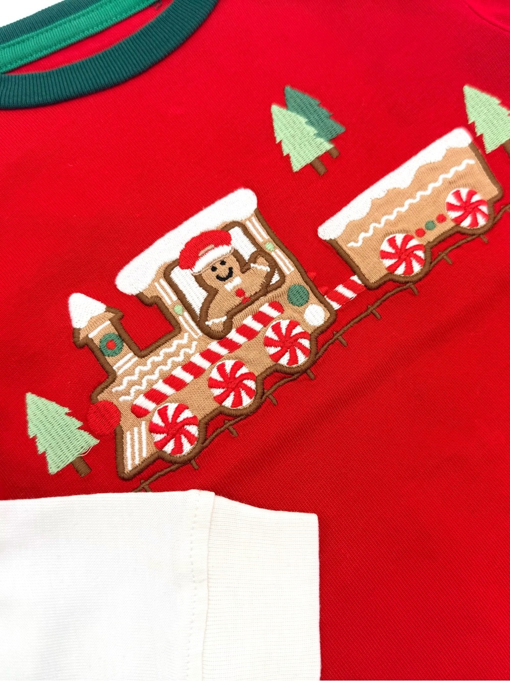 EUC Gymboree Holiday Embroidered Train Layered Top - Gingerbread House - Red 2T